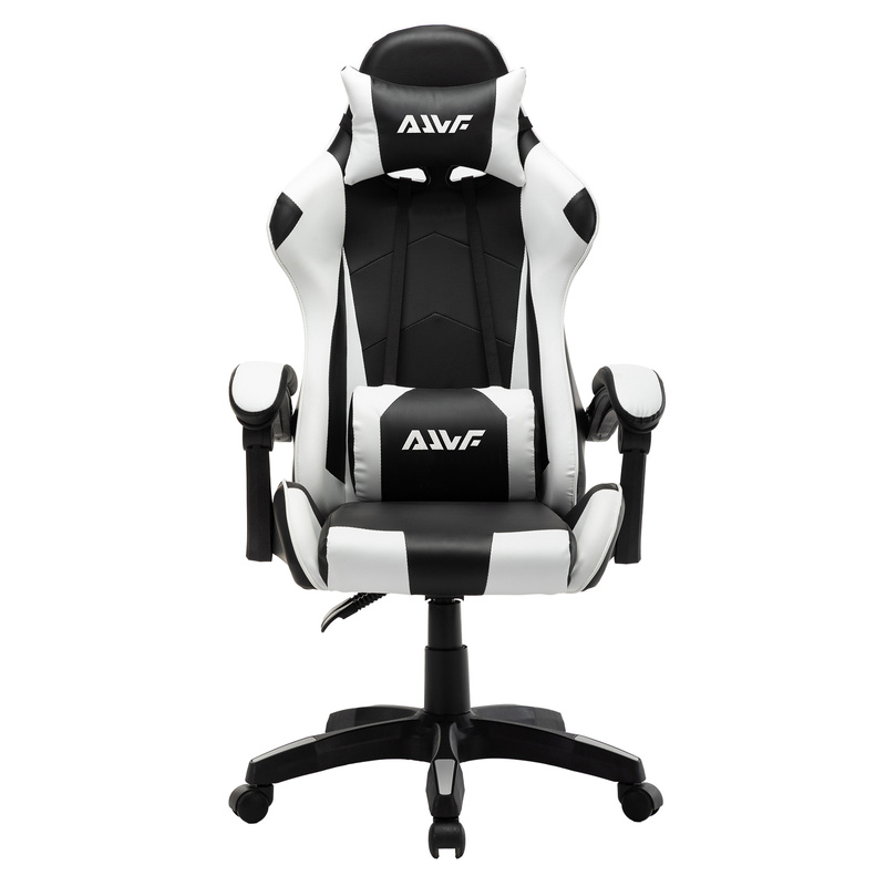 Fotel gamingowy krzesło dla gracza kubełkowy biurowy obrotowy czarno-biały Vito