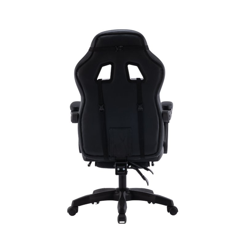 Fotel gamingowy z podnóżkiem ekoskóra krzesło dla gracza biurowy ergonomiczny czarny Champion