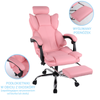 Fotel biurowy ergonomiczny obrotowy krzesło do biurka z podnóżkiem różowy Office