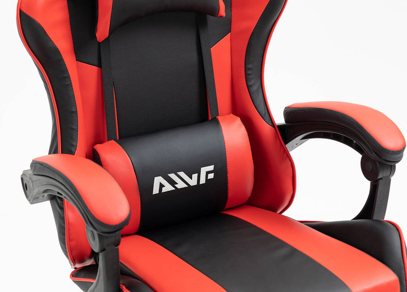 Fotel dla gracza ergonomiczny gamingowy obrotowy krzesło z podnóżkiem czerwono-czarny Boss