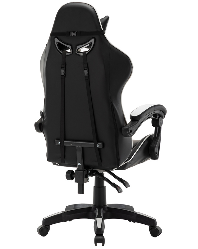 Fotel gamingowy krzesło dla gracza kubełkowy biurowy obrotowy czarno-biały Vito