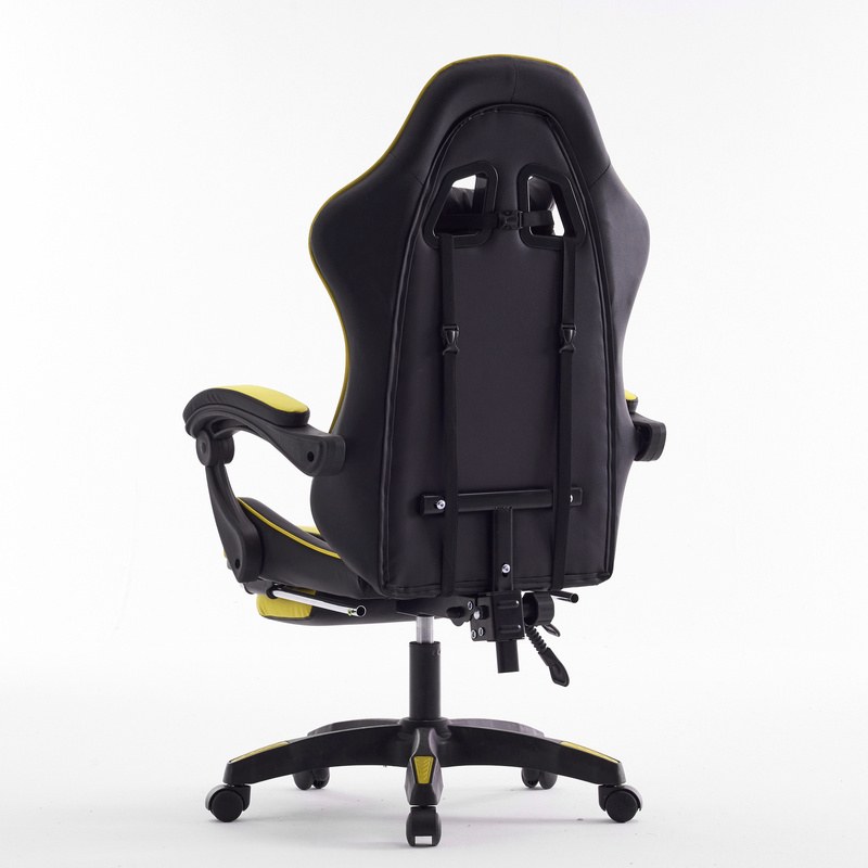Fotel dla gracza gamingowy biurowy ergonomiczny z podnóżkiem krzesło obrotowe żółto-czarny Sienna