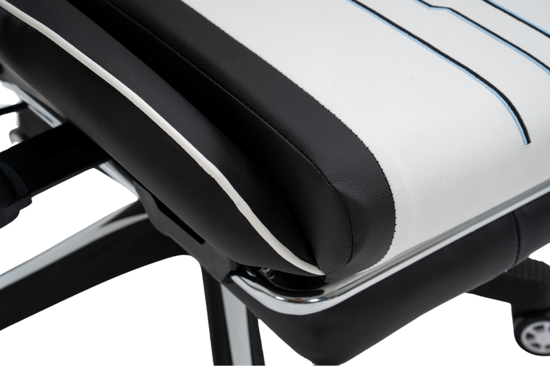 Fotel dla gracza gamingowy ergonomiczny krzesło z podnóżkiem biało-czarny Cyber