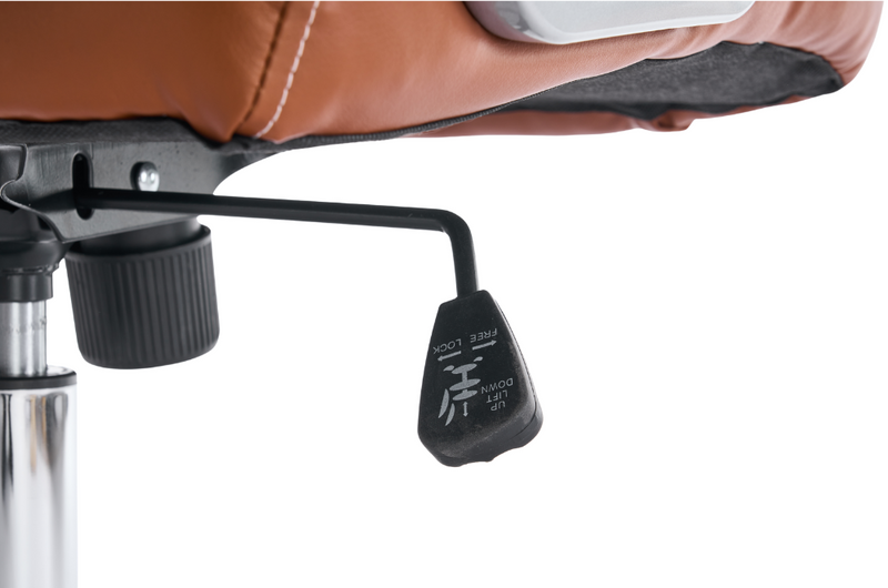 Fotel biurowy ergonomiczny obrotowy krzesło ekoskóra brązowy Grand