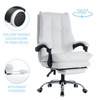 Fotel biurowy ergonomiczny obrotowy bujany krzesło z podnóżkiem ekoskóra biały Elegant