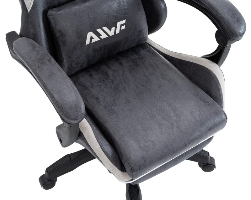 Fotel gamingowy z podnóżkiem ekoskóra krzesło dla gracza biurowy ergonomiczny czarno-szary Empo