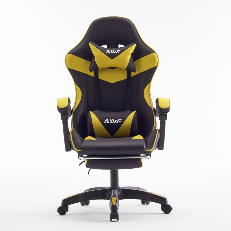 Fotel dla gracza gamingowy biurowy ergonomiczny z podnóżkiem krzesło obrotowe żółto-czarny Sienna