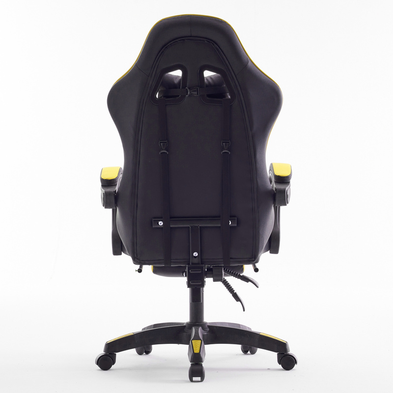 Fotel dla gracza gamingowy biurowy ergonomiczny z podnóżkiem krzesło obrotowe żółto-czarny Sienna