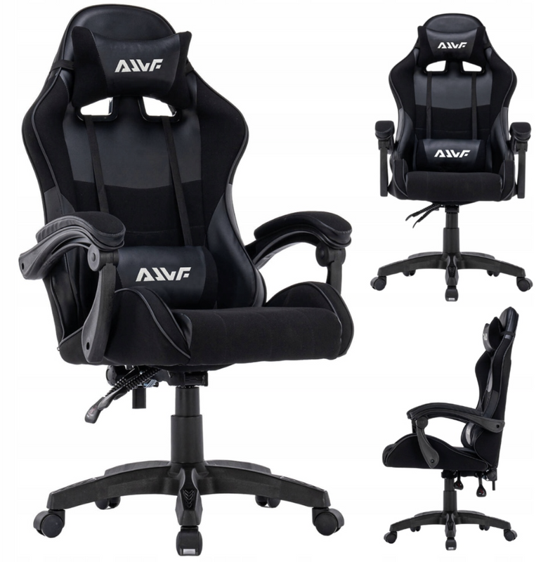 Fotel dla gracza gamingowy krzesło ergonomiczny obrotowy biurowy czarny King