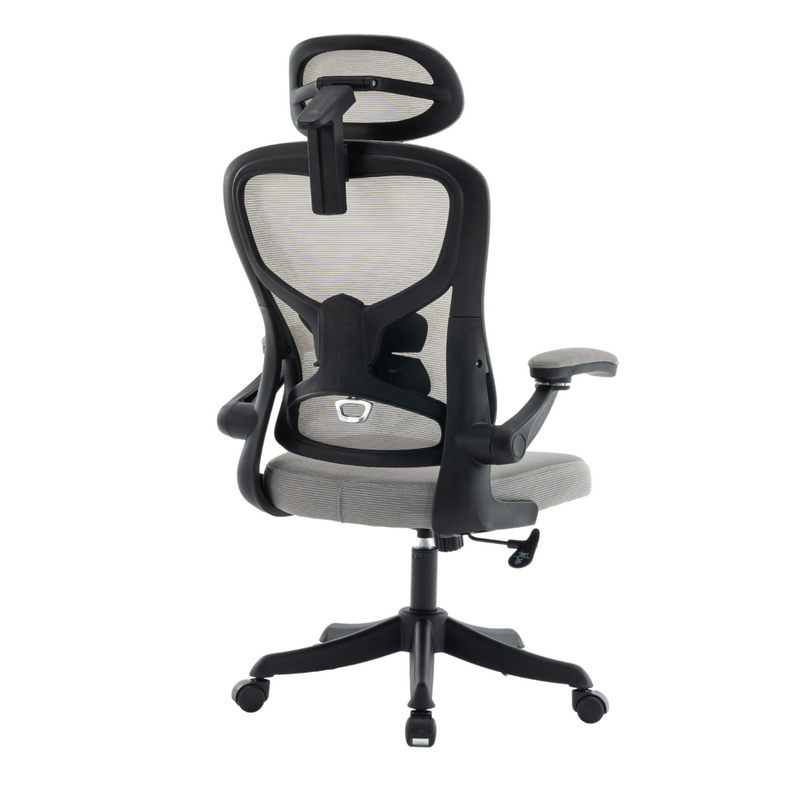 Fotel biurowy ergonomiczny obrotowy siateczkowy bujany krzesło szary Prime