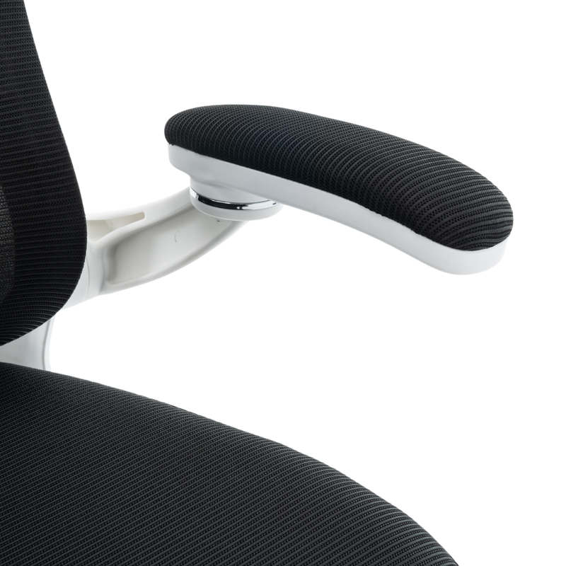 Fotel biurowy ergonomiczny obrotowy siateczkowy bujany krzesło czarno-biały Prime
