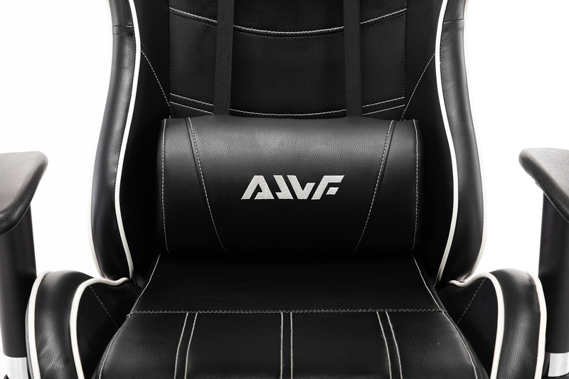 Fotel dla gracza gamingowy ergonomiczny kubełkowy krzesło z podnóżkiem czarno-biały Corpo