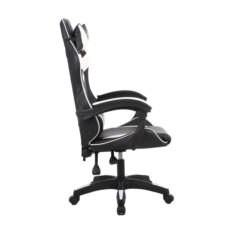 Fotel gamingowy krzesło dla gracza kubełkowy ergonomiczny biurowy biało-czarny Milan