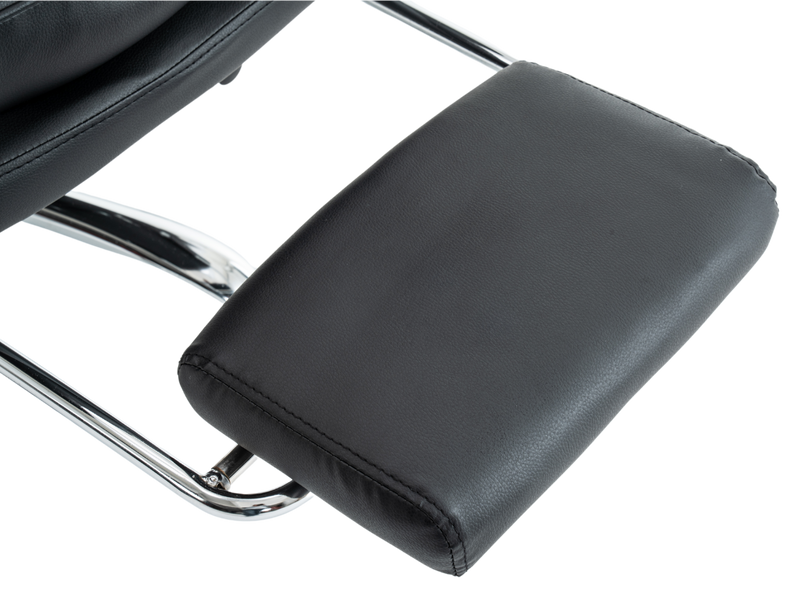 Fotel biurowy ergonomiczny obrotowy bujany krzesło z podnóżkiem ekoskóra czarny Elegant