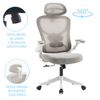 Fotel biurowy ergonomiczny obrotowy siateczkowy bujany krzesło szaro-biały Prime