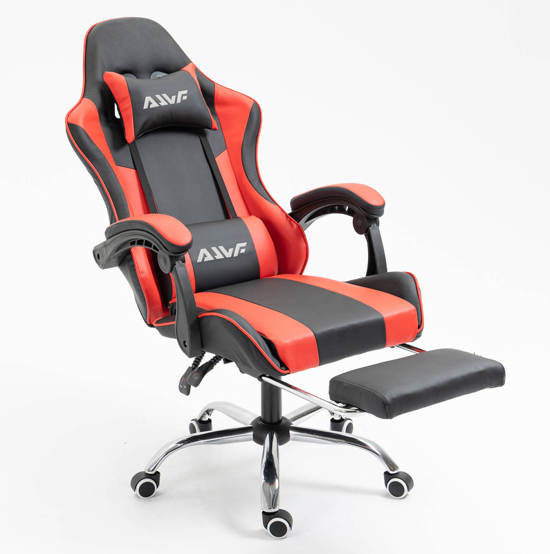 Fotel dla gracza ergonomiczny gamingowy obrotowy krzesło z podnóżkiem czerwono-czarny Boss