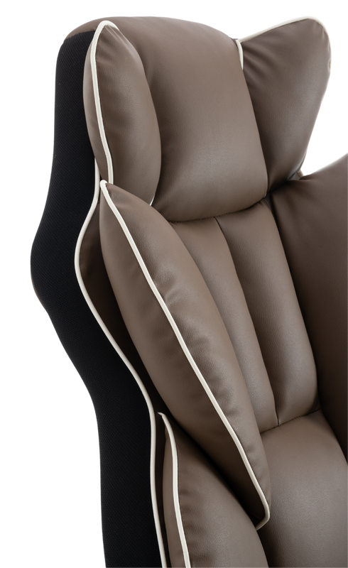 Fotel biurowy ergonomiczny obrotowy krzesło z podnóżkiem brązowy Premium