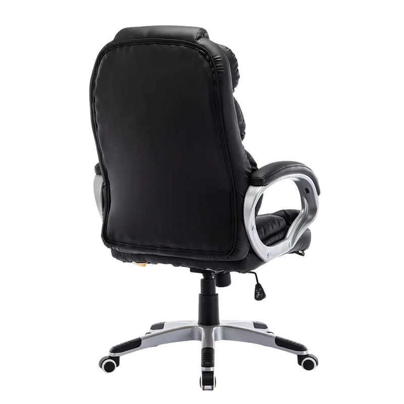 Fotel biurowy ergonomiczny obrotowy krzesło ekoskóra czarny Grand