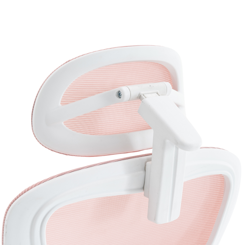 Fotel biurowy ergonomiczny obrotowy siateczkowy bujany krzesło różowo-biały Prime