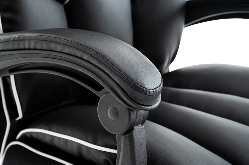 Fotel biurowy ergonomiczny obrotowy krzesło z podnóżkiem czarno-biały Premium