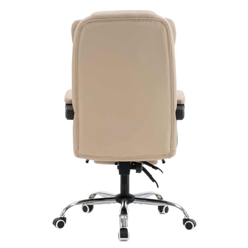 Fotel biurowy ergonomiczny obrotowy bujany krzesło z podnóżkiem ekoskóra beżowy Relax