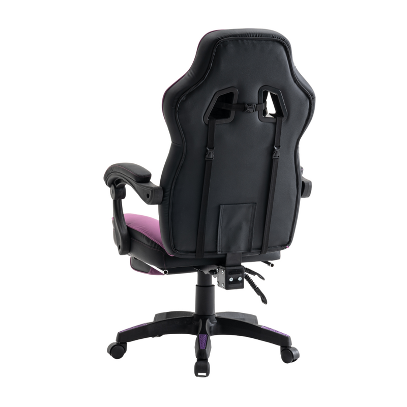 Fotel gamingowy z podnóżkiem ekoskóra krzesło dla gracza biurowy ergonomiczny czarno-fioletowy Champion