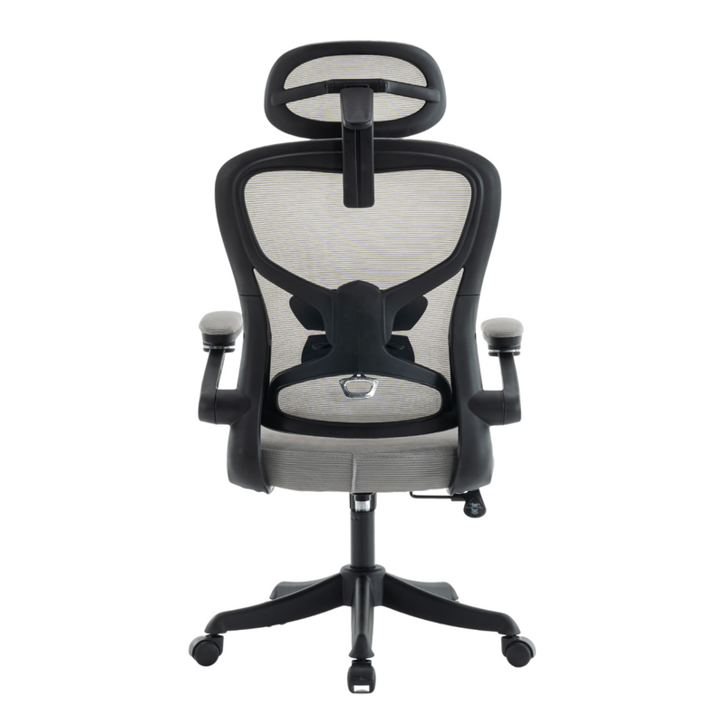 Fotel biurowy ergonomiczny obrotowy siateczkowy bujany krzesło szary Prime