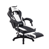 Fotel gamingowy z podnóżkiem ekoskóra krzesło dla gracza biurowy ergonomiczny czarno-biały Champion