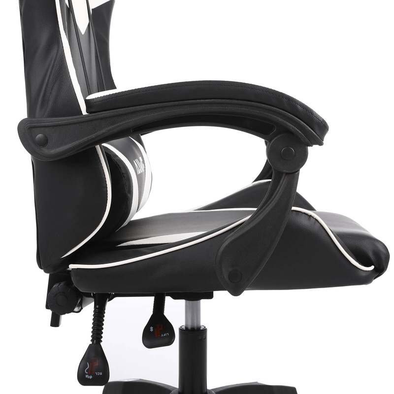 Fotel gamingowy krzesło dla gracza kubełkowy ergonomiczny biurowy biało-czarny Milan