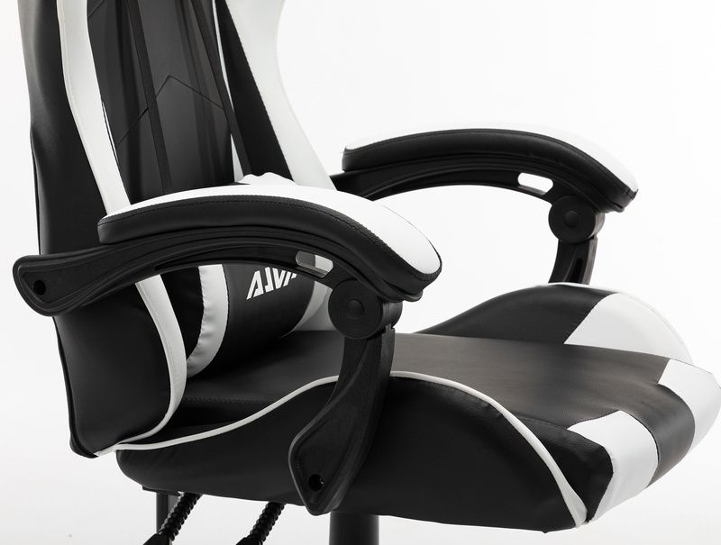 Fotel gamingowy krzesło dla gracza kubełkowy biurowy obrotowy czarno-biały Vito