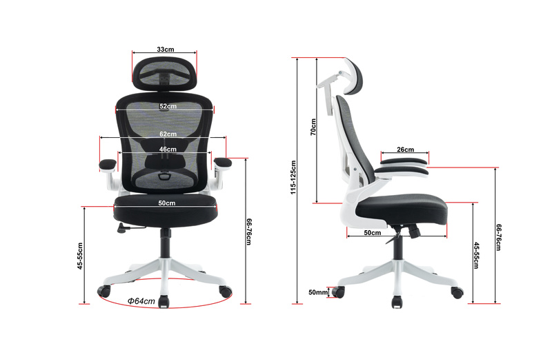 Fotel biurowy ergonomiczny obrotowy siateczkowy bujany krzesło czarno-biały Prime