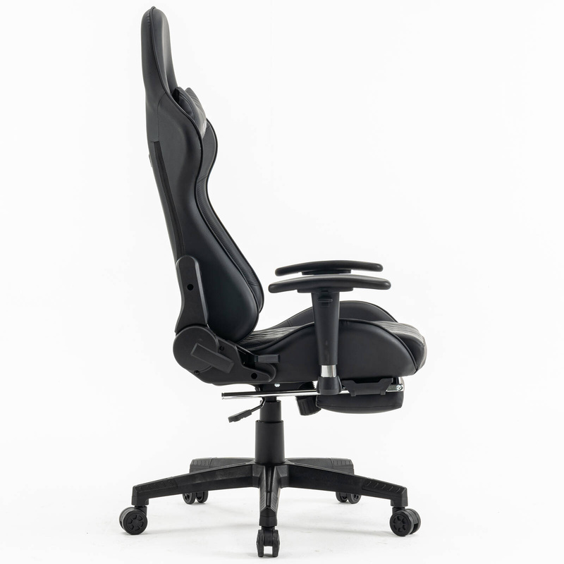 Fotel dla gracza gamingowy ergonomiczny krzesło z podnóżkiem czarny Zeus Carbon