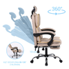 Fotel ergonomiczny biurowy obrotowy z podnóżkiem do biurka beżowo-złoty Office