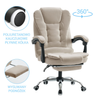 Fotel biurowy ergonomiczny obrotowy bujany krzesło z podnóżkiem ekoskóra beżowy Comfort