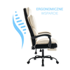 Fotel biurowy ergonomiczny obrotowy krzesło z podnóżkiem beżowo-biały Premium