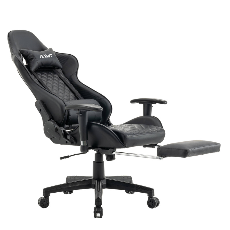 Fotel dla gracza gamingowy ergonomiczny krzesło z podnóżkiem czarny Zeus Carbon