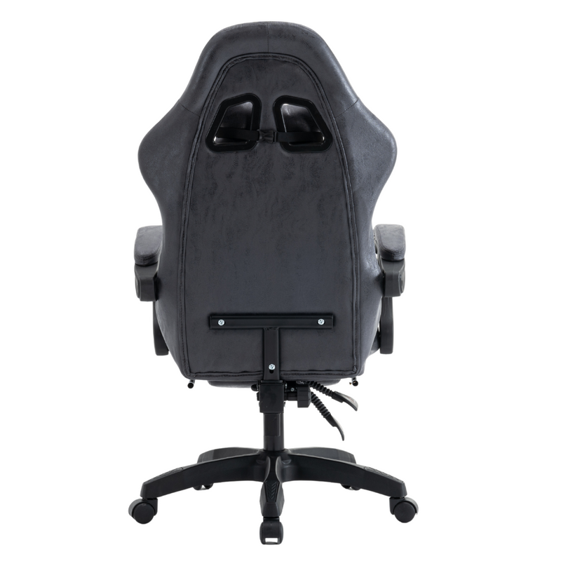 Fotel gamingowy z podnóżkiem ekoskóra krzesło dla gracza biurowy ergonomiczny czarno-szary Empo