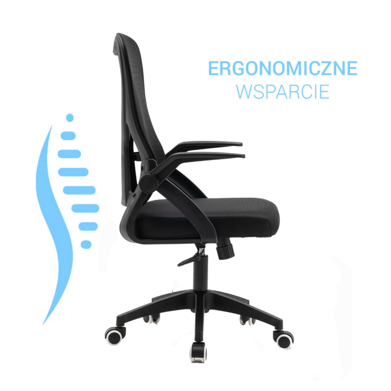 Fotel biurowy ergonomiczny obrotowy siateczkowy bujany krzesło czarny Simple