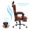 Fotel ergonomiczny biurowy obrotowy z podnóżkiem do biurka brązowy bursztynowy Office