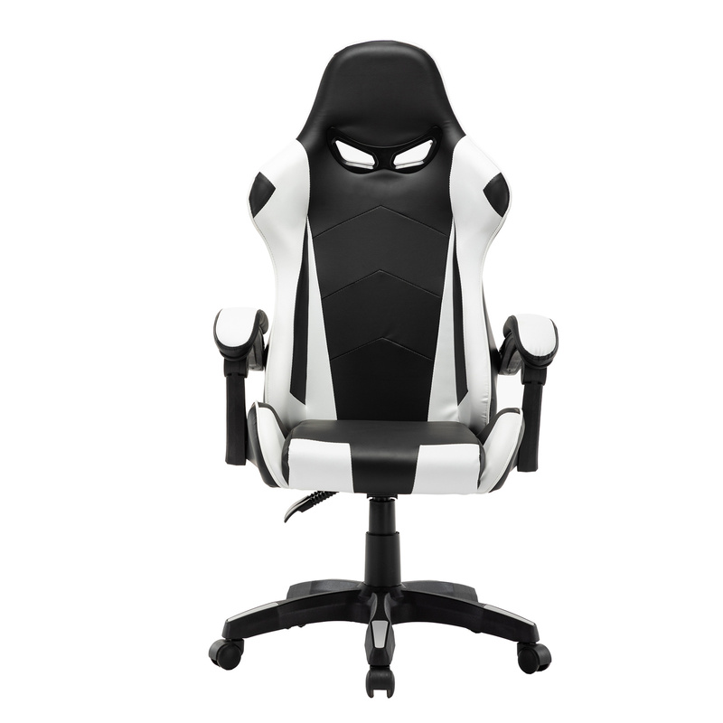 Fotel gamingowy krzesło dla gracza kubełkowy biurowy obrotowy czarno-biały Vito