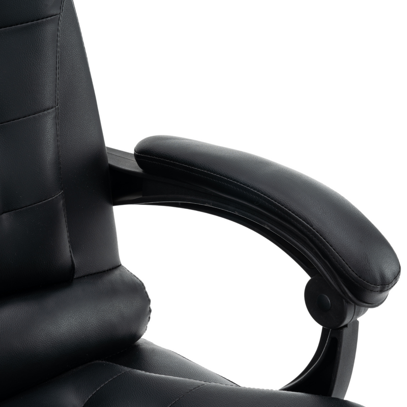 Fotel biurowy ergonomiczny obrotowy bujany krzesło z podnóżkiem ekoskóra czarny Relax