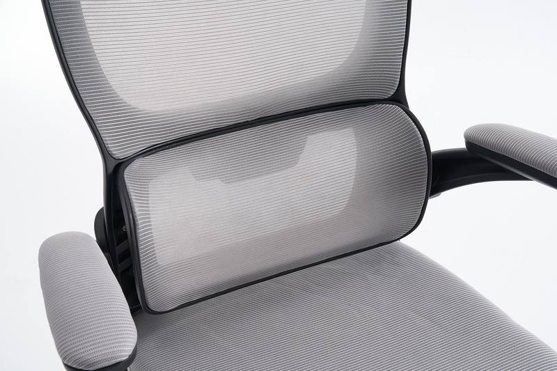 Fotel biurowy ergonomiczny obrotowy siateczkowy bujany szaro-czarny Classic