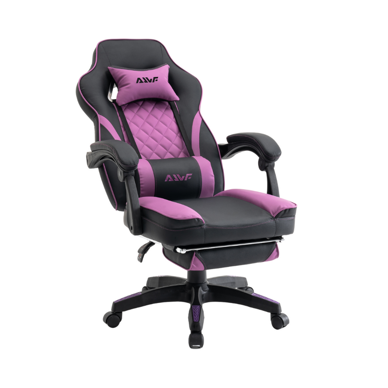 Fotel gamingowy z podnóżkiem ekoskóra krzesło dla gracza biurowy ergonomiczny czarno-fioletowy Champion