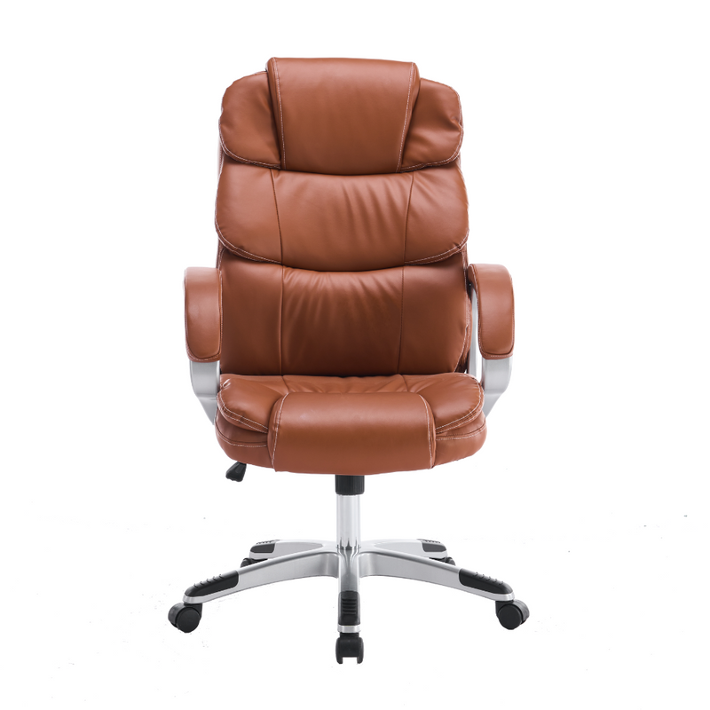 Fotel biurowy ergonomiczny obrotowy krzesło ekoskóra brązowy Grand