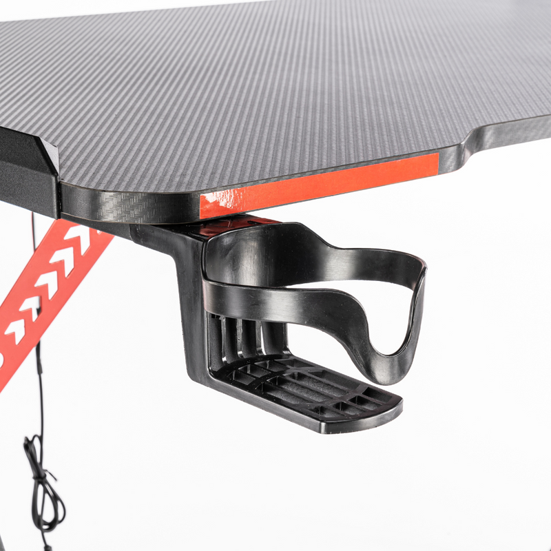 Biurko dla gracza komputerowe gamingowe z podświetleniem LED 120x60 czarno-czerwone Hermes