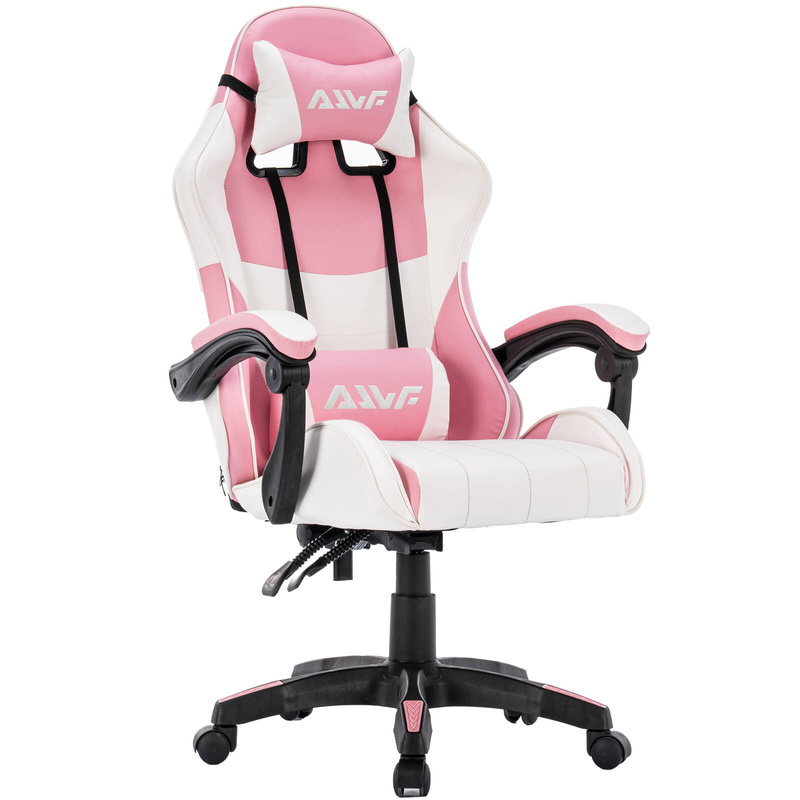 Fotel dla gracza gamingowy krzesło obrotowe biurowe biało-różowy Queen