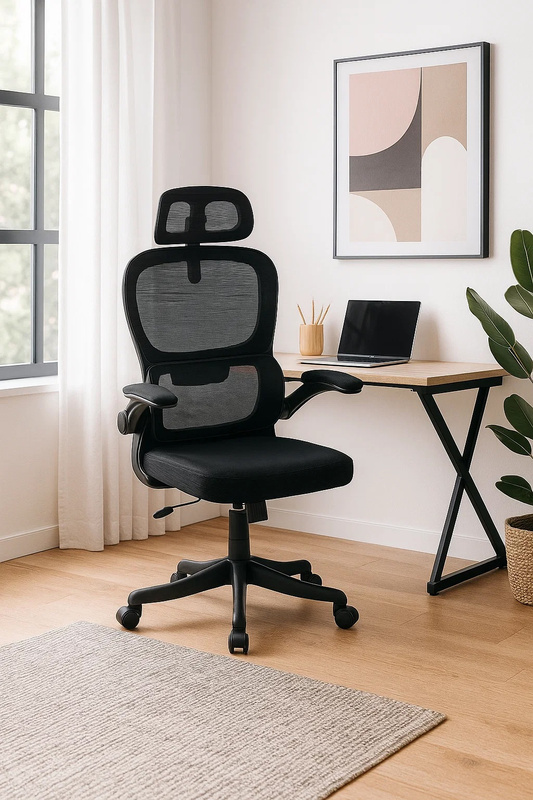 Fotel biurowy ergonomiczny obrotowy siateczkowy bujany krzesło czarny Classic