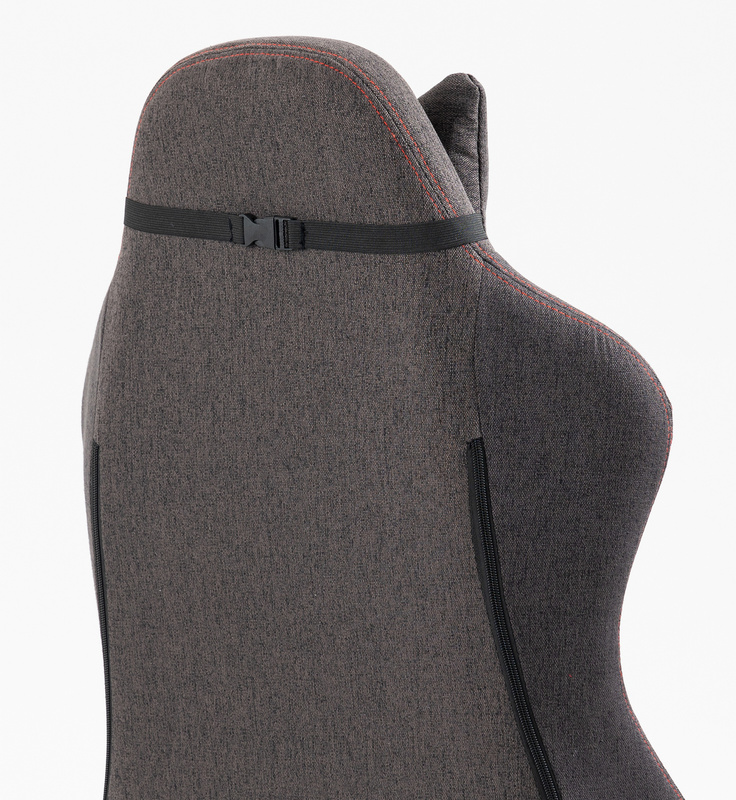 Fotel dla gracza gamingowy kubełkowy materiałowy ergonomiczny krzesło z podnóżkiem brązowy Modern