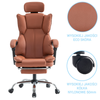 Fotel ergonomiczny biurowy obrotowy z podnóżkiem do biurka brązowy bursztynowy Office