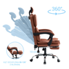 Fotel ergonomiczny biurowy obrotowy z podnóżkiem do biurka brązowy bursztynowy Office